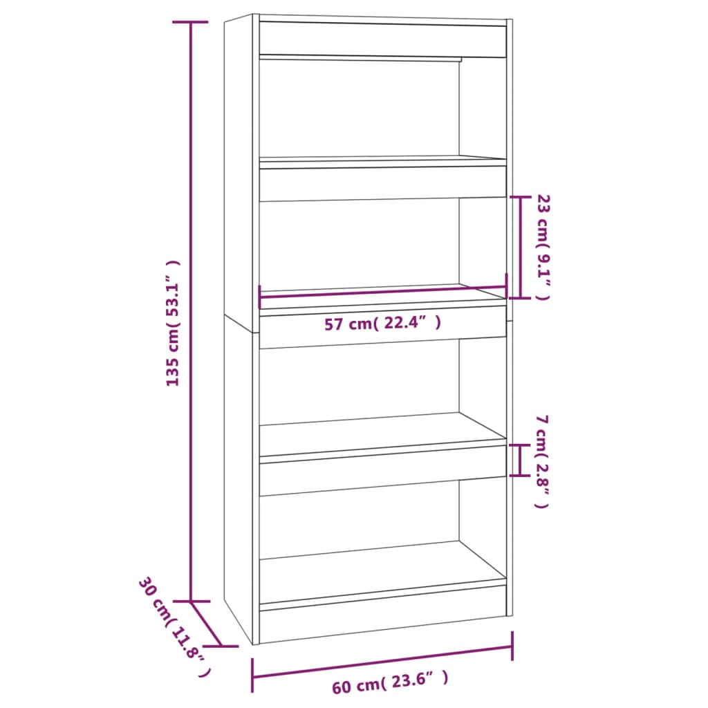 Boekenkast/kamerscherm 60x30x135 cm bewerkt hout betongrijs is nu te koop bij PeponiXL, paradijselijk wonen!