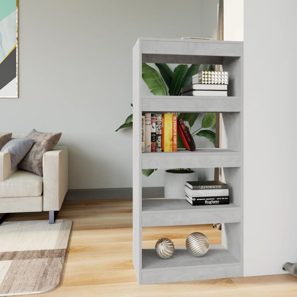Boekenkast/kamerscherm 60x30x135 cm bewerkt hout betongrijs is nu te koop bij PeponiXL, paradijselijk wonen!