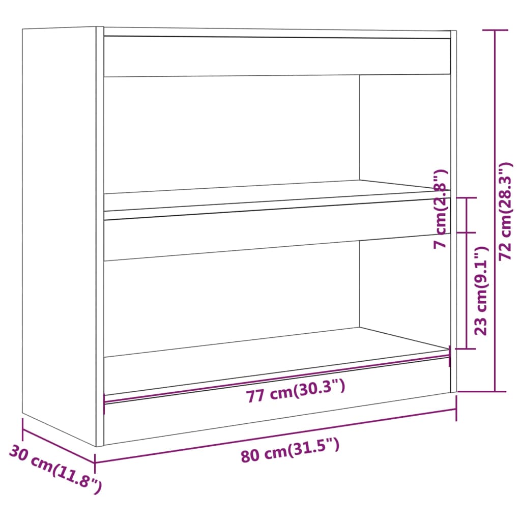 Boekenkast / kamerscherm 80x30x72 cm sonoma eikenkleurig is nu te koop bij PeponiXL, paradijselijk wonen!