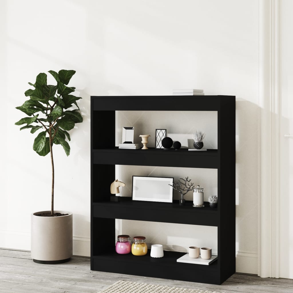Boekenkast/kamerscherm 80x30x103 cm bewerkt hout zwart is nu te koop bij PeponiXL, paradijselijk wonen!
