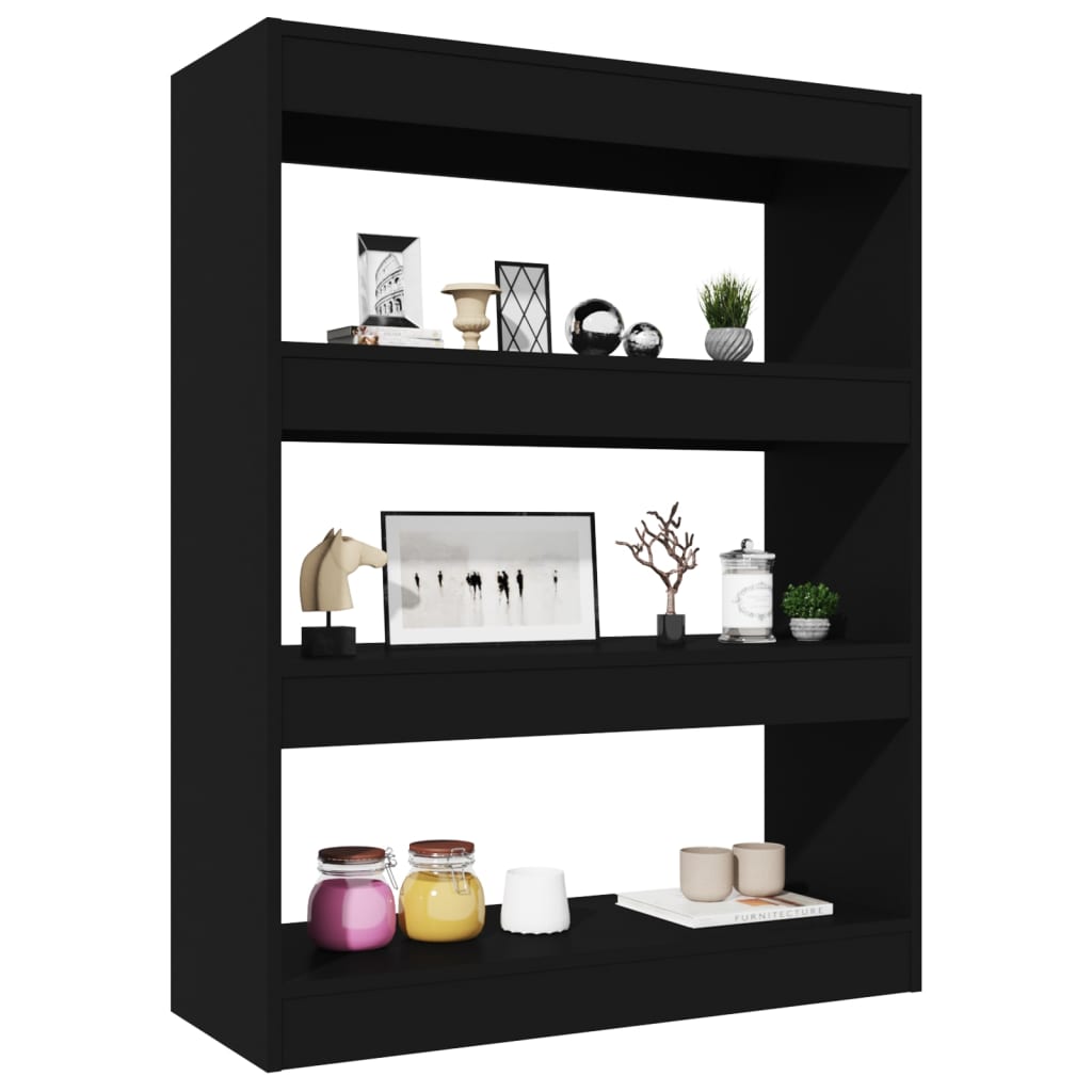 Boekenkast/kamerscherm 80x30x103 cm bewerkt hout zwart is nu te koop bij PeponiXL, paradijselijk wonen!