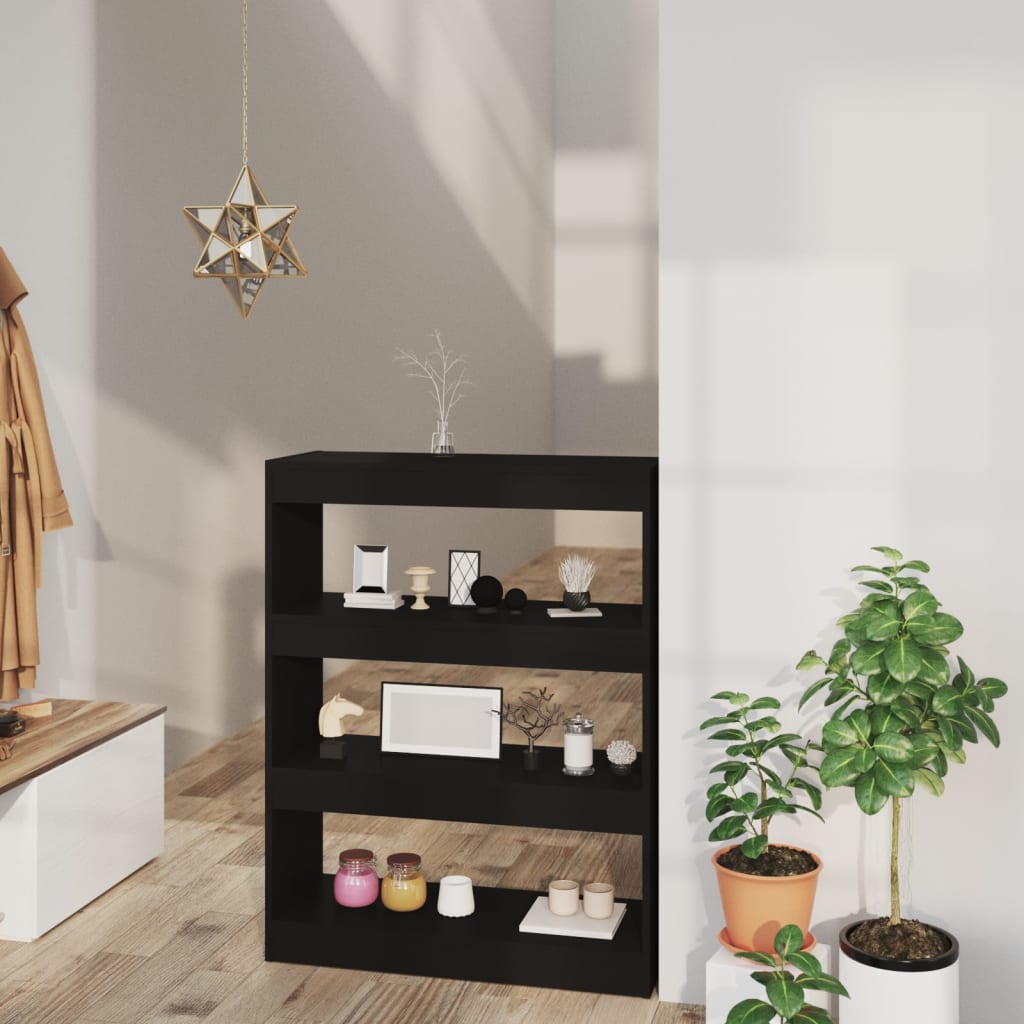 Boekenkast/kamerscherm 80x30x103 cm bewerkt hout zwart is nu te koop bij PeponiXL, paradijselijk wonen!