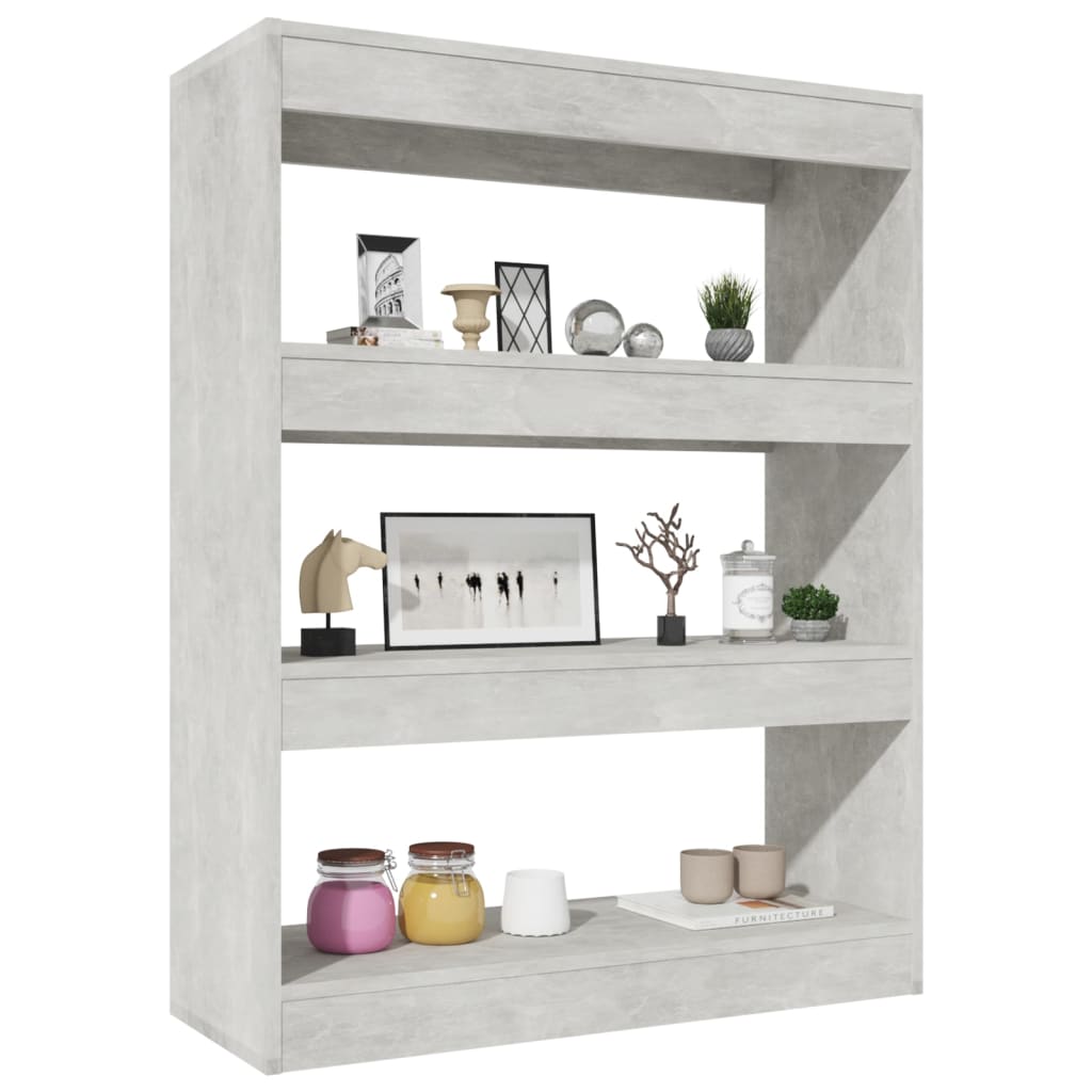 Boekenkast/kamerscherm 80x30x103 cm bewerkt hout betongrijs is nu te koop bij PeponiXL, paradijselijk wonen!