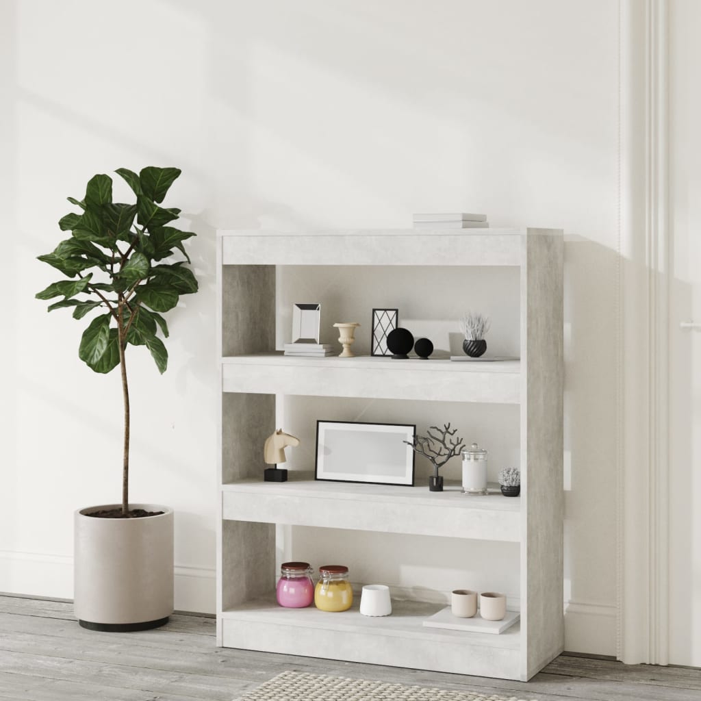 Boekenkast/kamerscherm 80x30x103 cm bewerkt hout betongrijs is nu te koop bij PeponiXL, paradijselijk wonen!