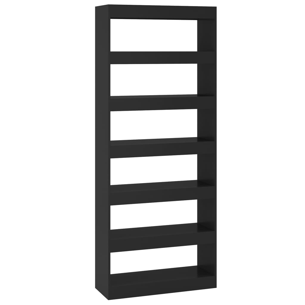 Boekenkast/kamerscherm 80x30x198 cm bewerkt hout zwart is nu te koop bij PeponiXL, paradijselijk wonen!