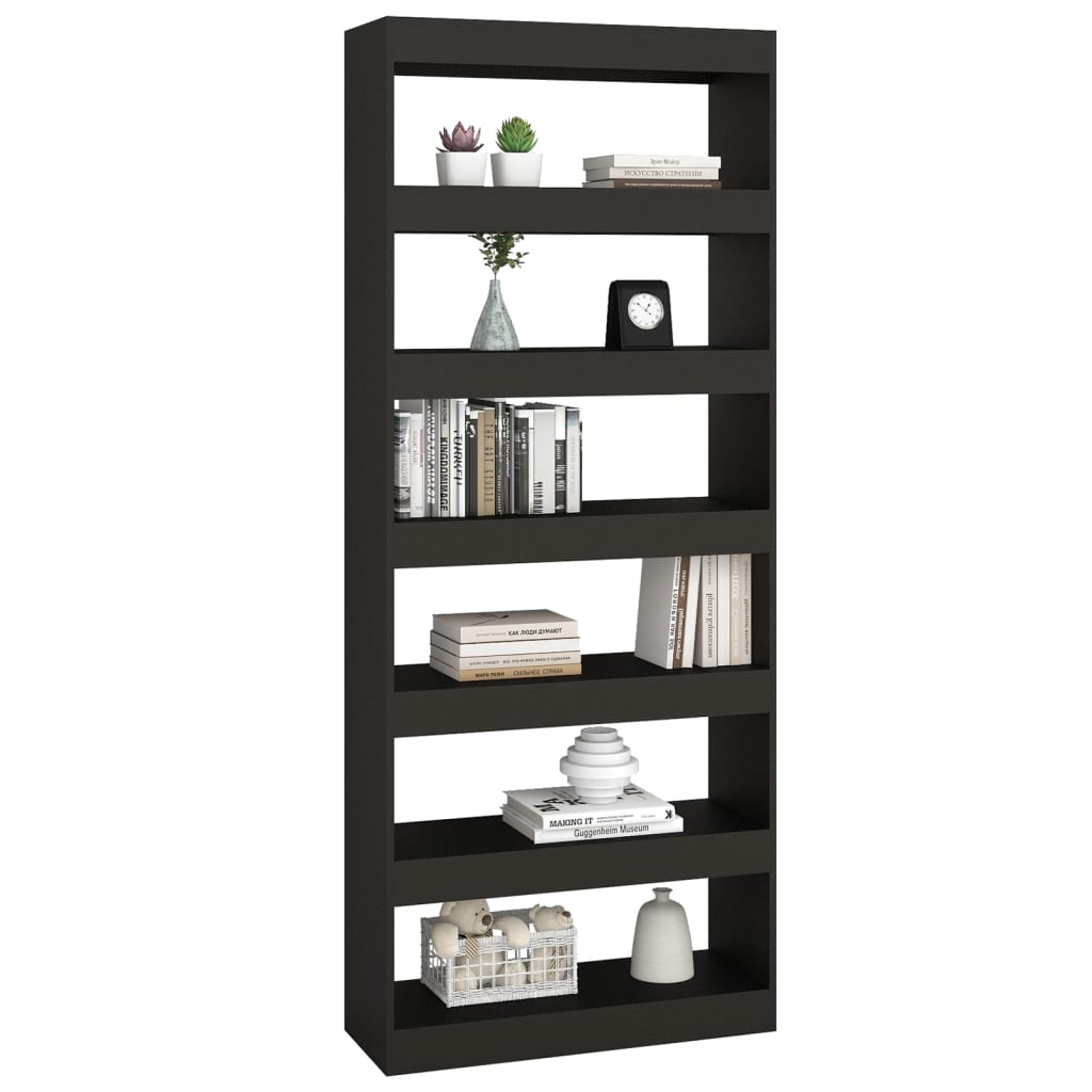 Boekenkast/kamerscherm 80x30x198 cm bewerkt hout zwart is nu te koop bij PeponiXL, paradijselijk wonen!