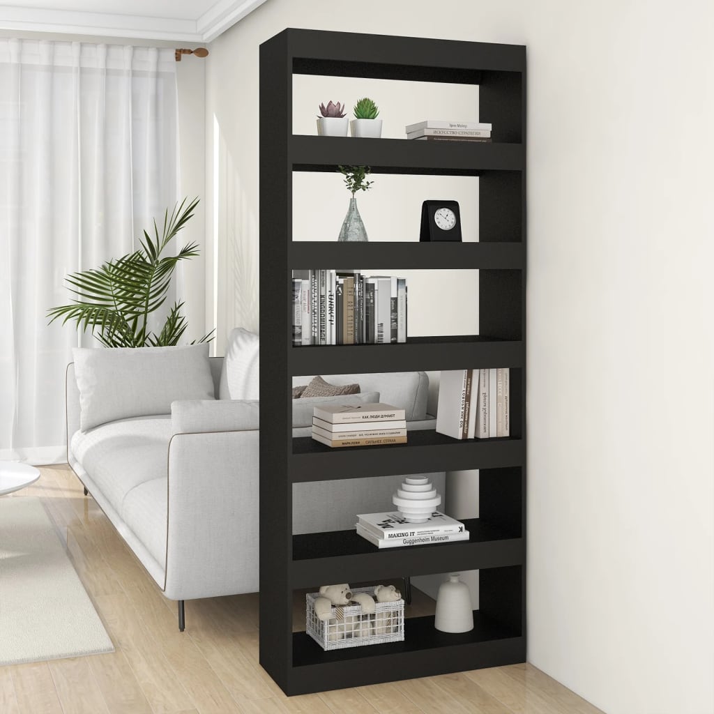 Boekenkast/kamerscherm 80x30x198 cm bewerkt hout zwart is nu te koop bij PeponiXL, paradijselijk wonen!