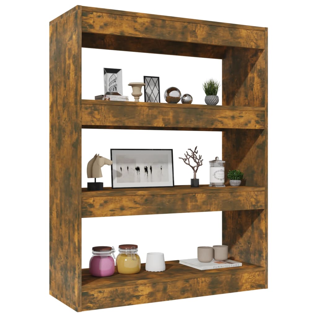 Boekenkast/kamerscherm 80x30x103 cm bewerkt hout gerookt eiken is nu te koop bij PeponiXL, paradijselijk wonen!