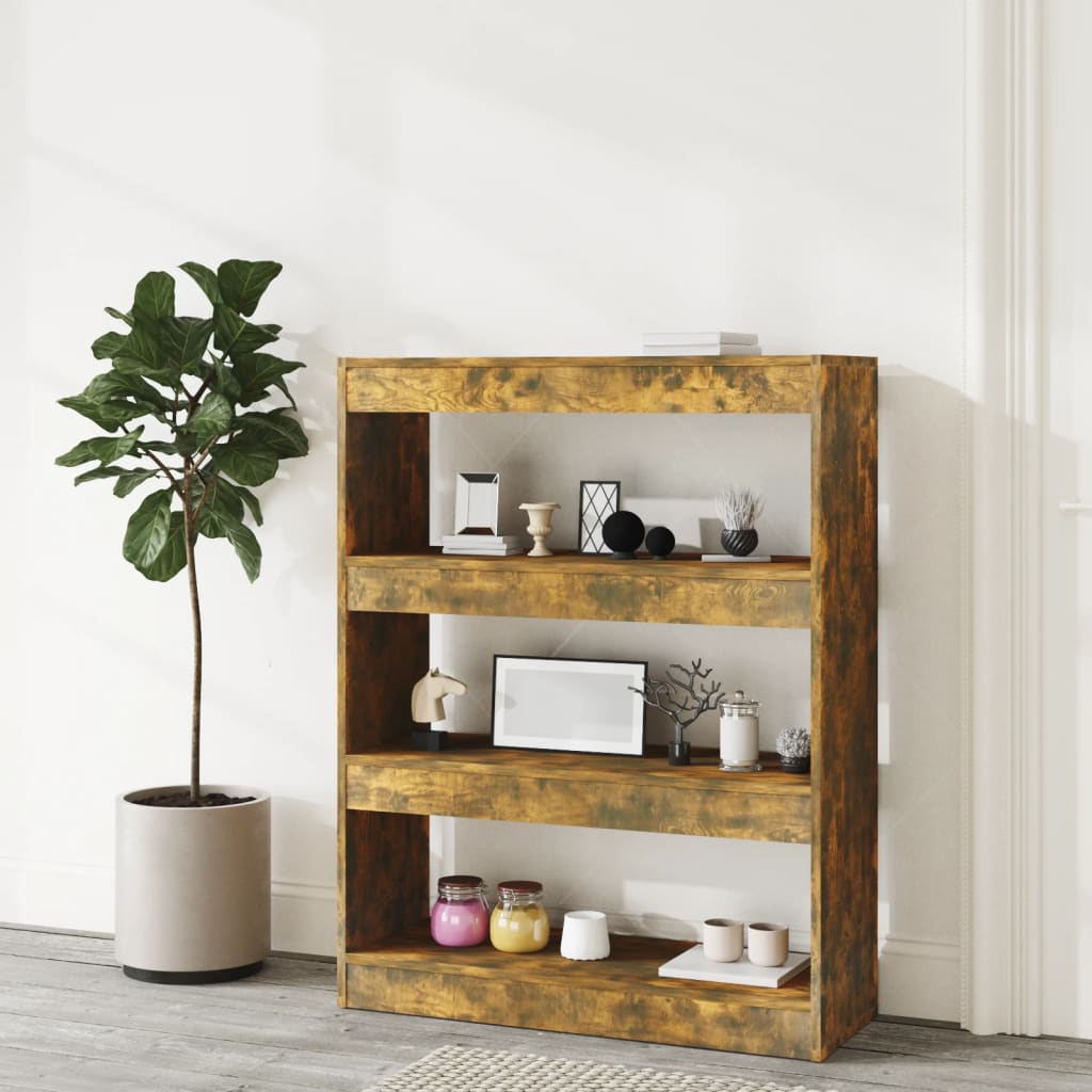 Boekenkast/kamerscherm 80x30x103 cm bewerkt hout gerookt eiken is nu te koop bij PeponiXL, paradijselijk wonen!