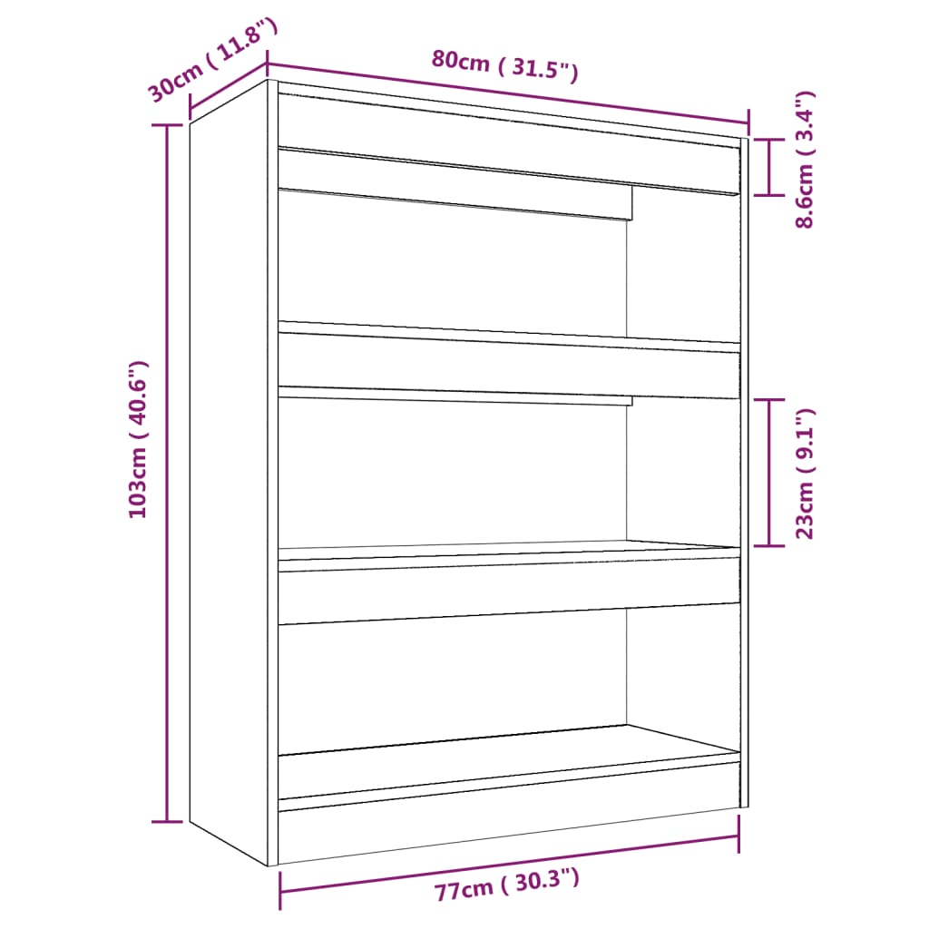 Boekenkast/kamerscherm 80x30x103 cm bewerkt hout gerookt eiken is nu te koop bij PeponiXL, paradijselijk wonen!