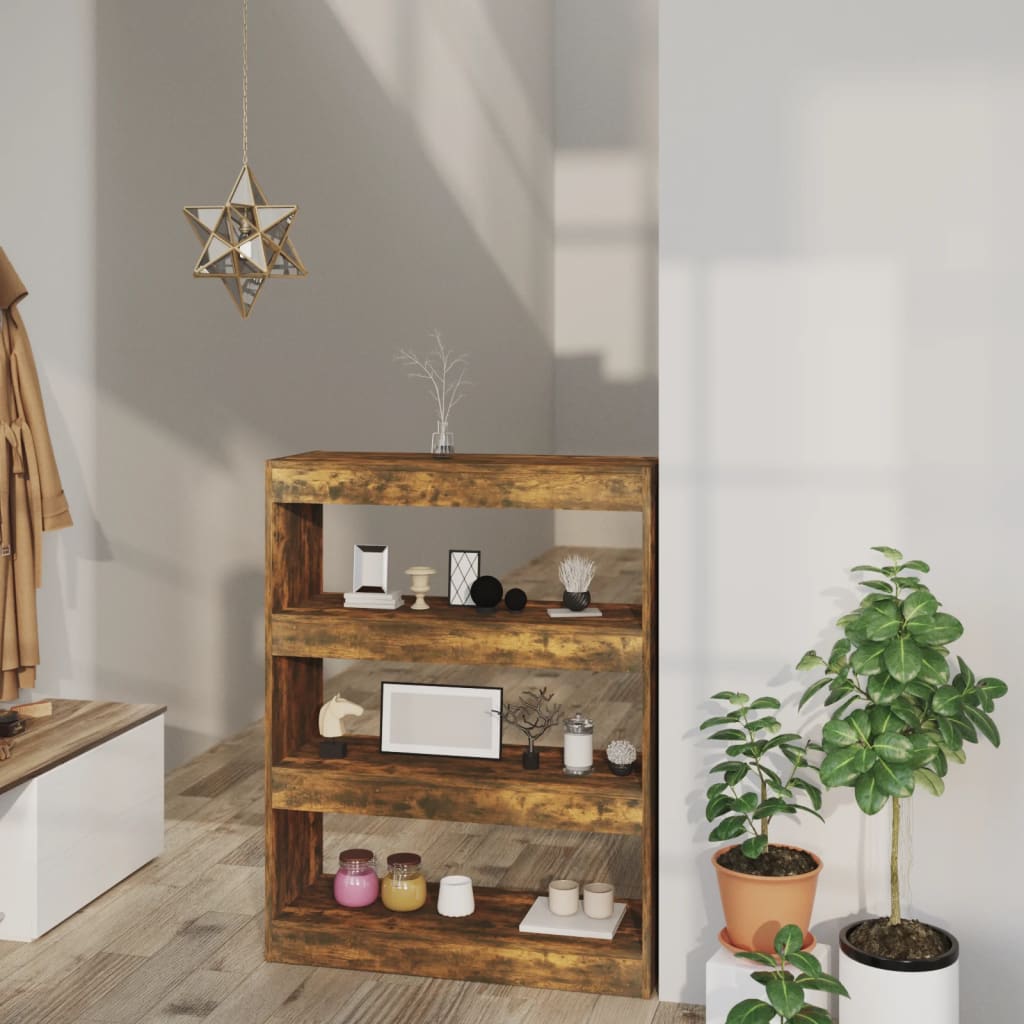 Boekenkast/kamerscherm 80x30x103 cm bewerkt hout gerookt eiken is nu te koop bij PeponiXL, paradijselijk wonen!