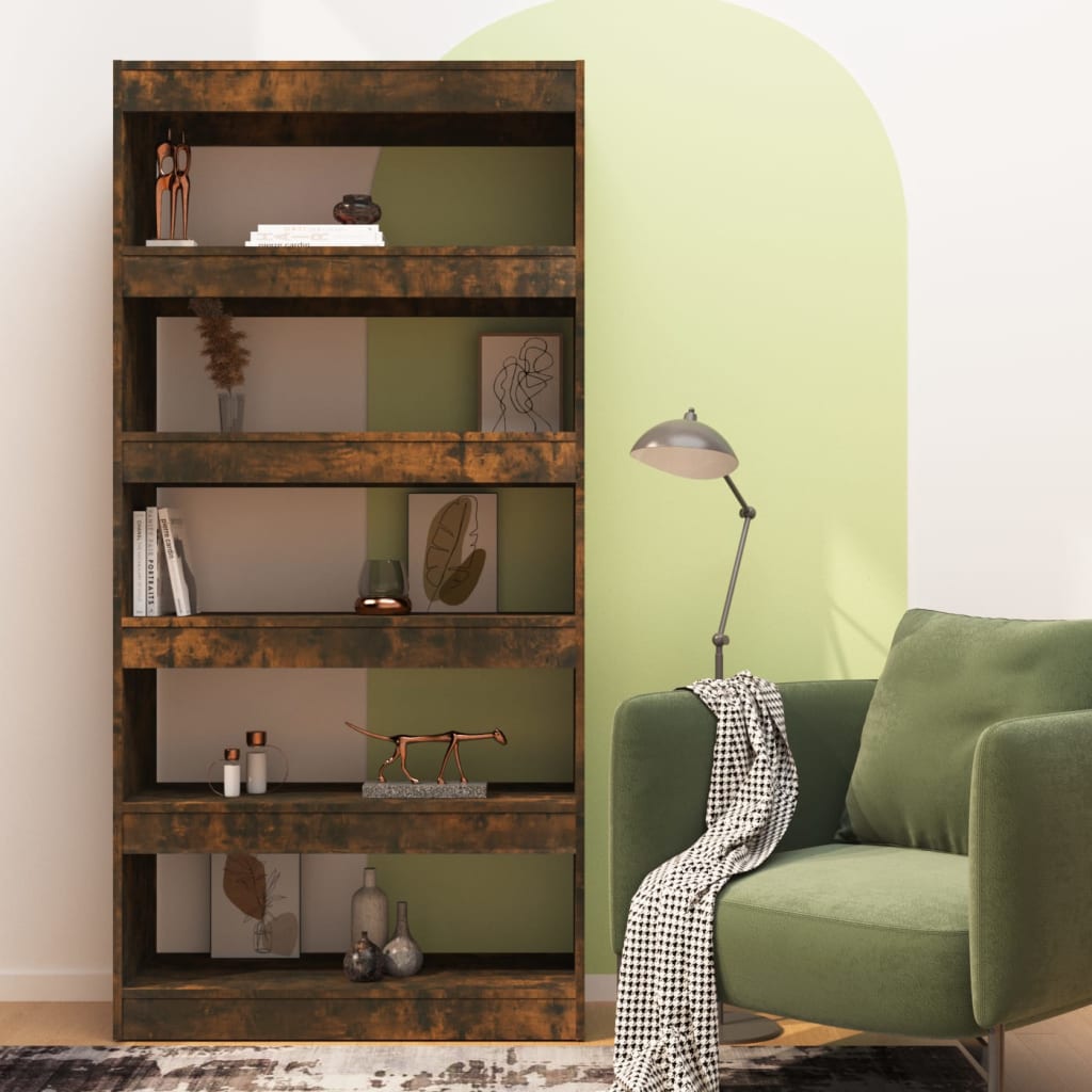 Boekenkast/kamerscherm 80x30x166 cm spaanplaat gerookt eiken is nu te koop bij PeponiXL, paradijselijk wonen!