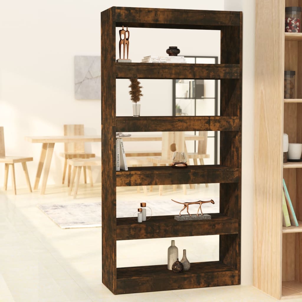 Boekenkast/kamerscherm 80x30x166 cm spaanplaat gerookt eiken is nu te koop bij PeponiXL, paradijselijk wonen!