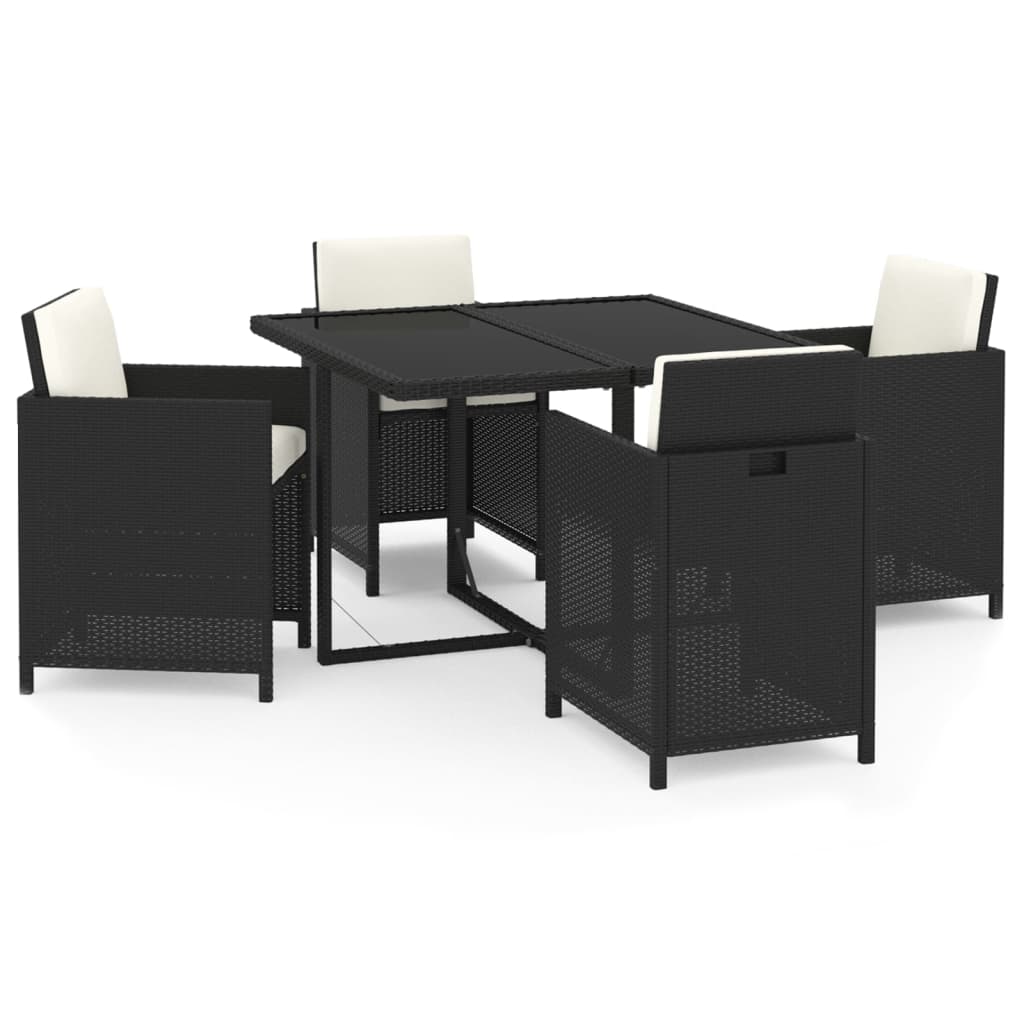 5-delige Tuinset met kussens poly rattan zwart is nu te koop bij PeponiXL, paradijselijk wonen!