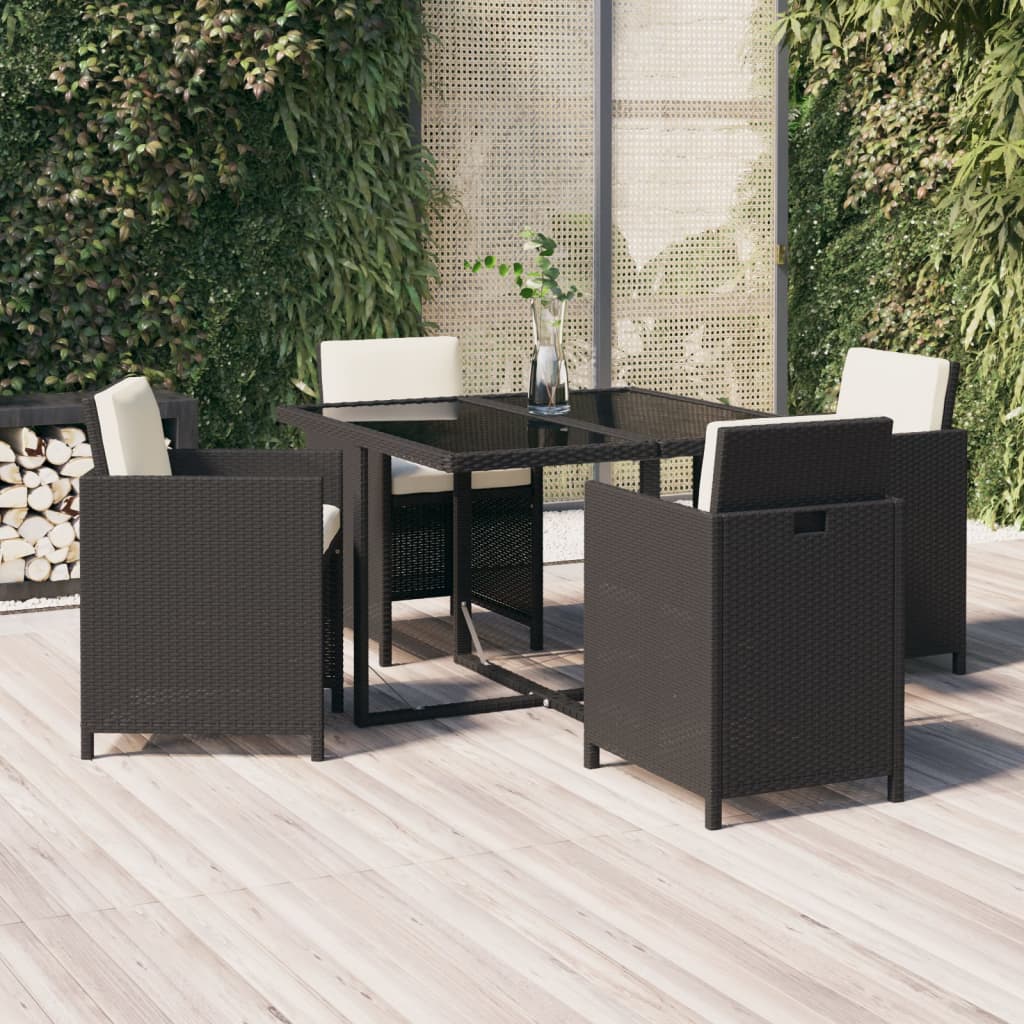 5-delige Tuinset met kussens poly rattan zwart is nu te koop bij PeponiXL, paradijselijk wonen!