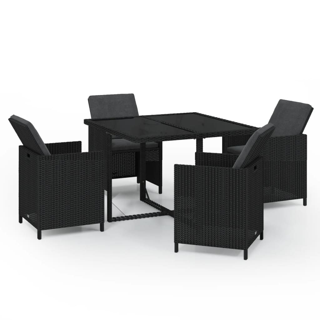 5-delige Tuinset met kussens poly rattan zwart is nu te koop bij PeponiXL, paradijselijk wonen!