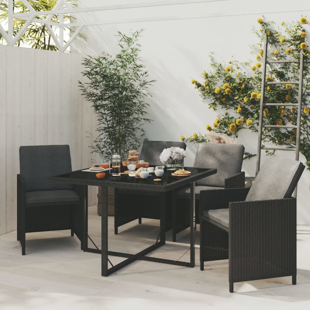 5-delige Tuinset met kussens poly rattan zwart is nu te koop bij PeponiXL, paradijselijk wonen!