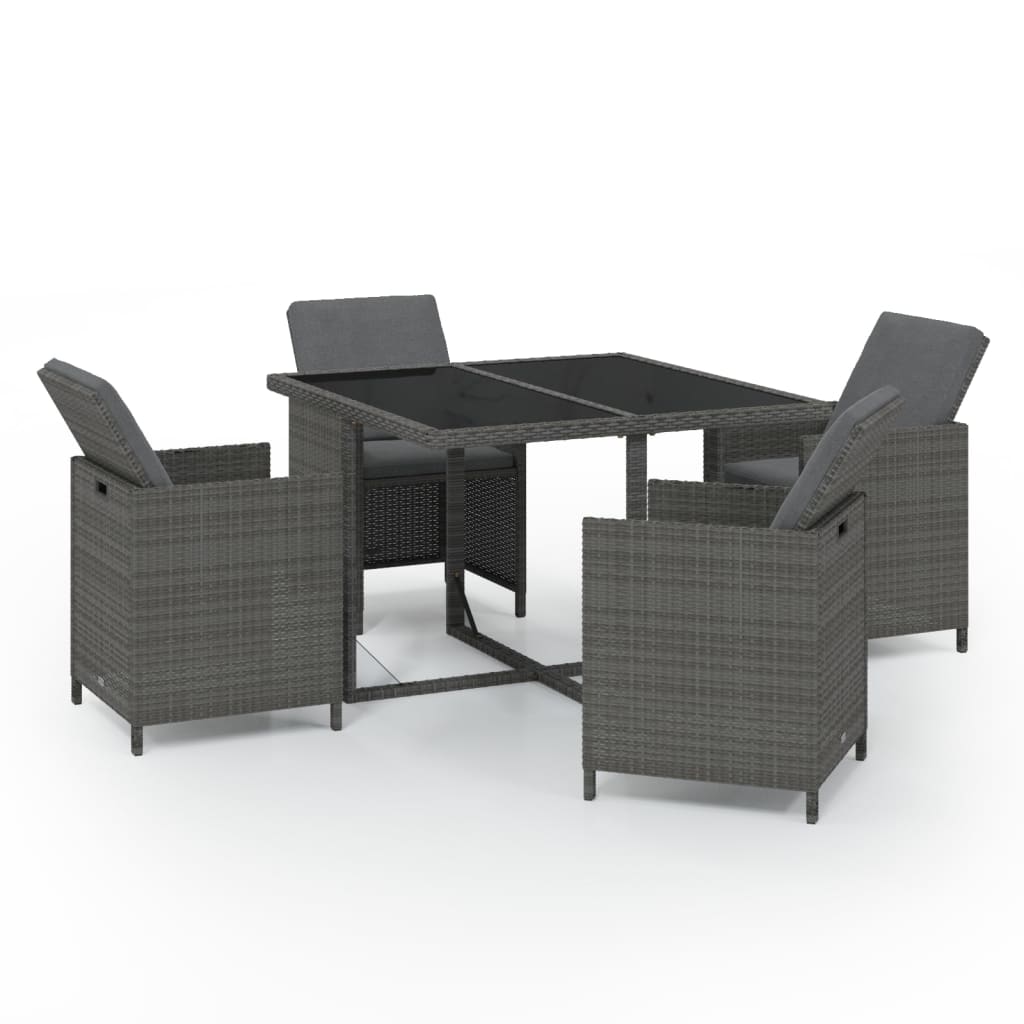 5-delige Tuinset met kussens poly rattan grijs is nu te koop bij PeponiXL, paradijselijk wonen!