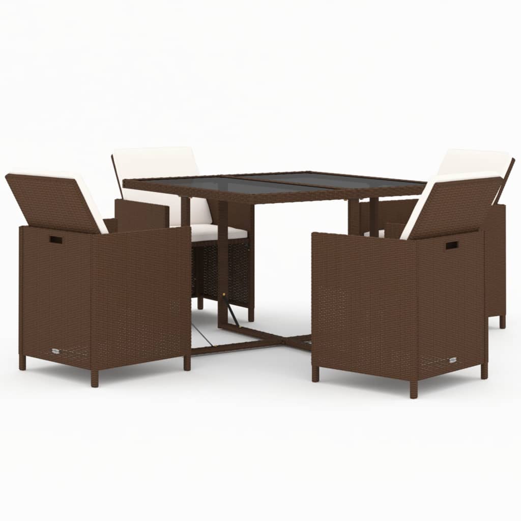 5-delige Tuinset met kussens poly rattan bruin is nu te koop bij PeponiXL, paradijselijk wonen!