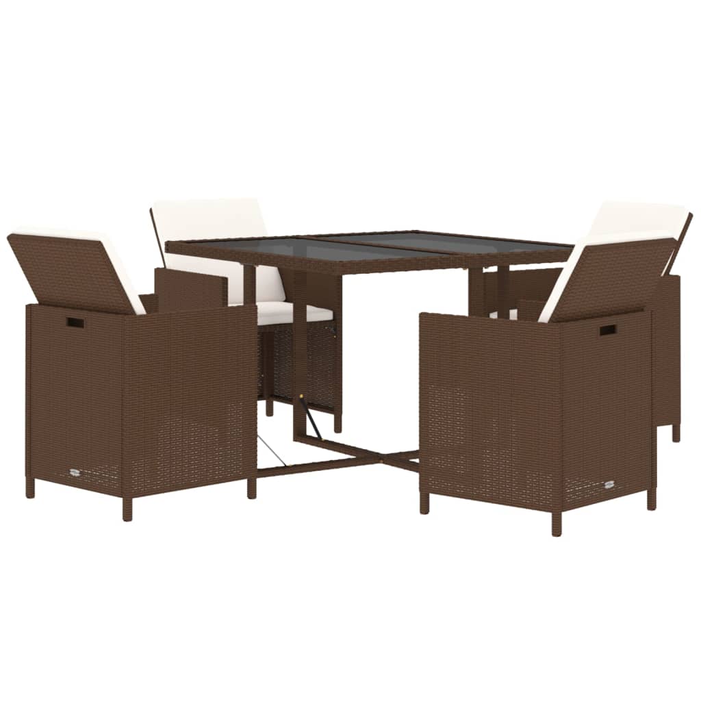 5-delige Tuinset met kussens poly rattan bruin is nu te koop bij PeponiXL, paradijselijk wonen!