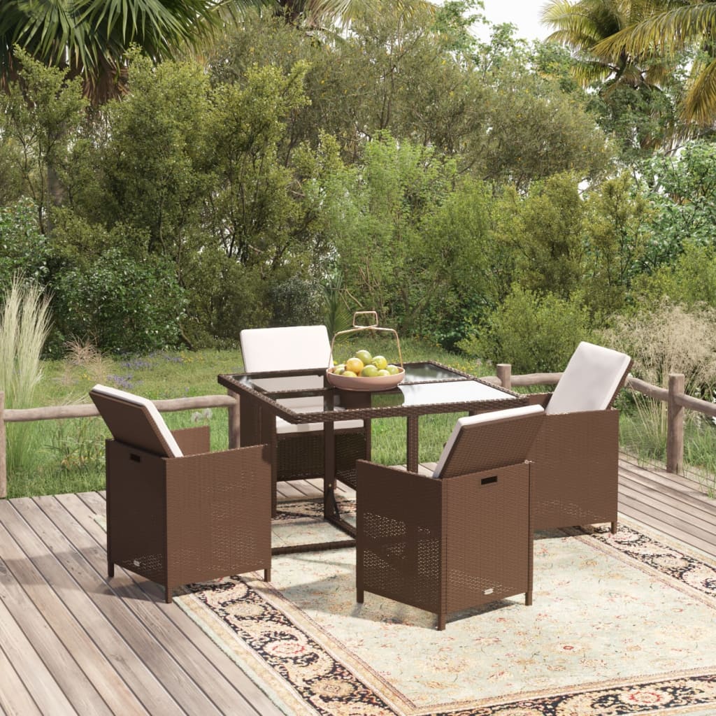 5-delige Tuinset met kussens poly rattan bruin is nu te koop bij PeponiXL, paradijselijk wonen!