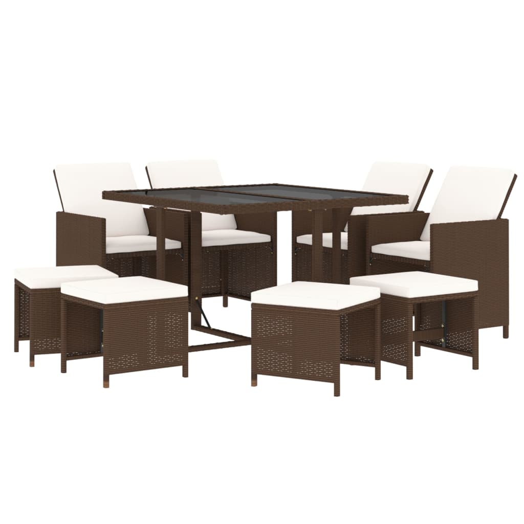 9-delige Tuinset met kussens poly rattan bruin is nu te koop bij PeponiXL, paradijselijk wonen!