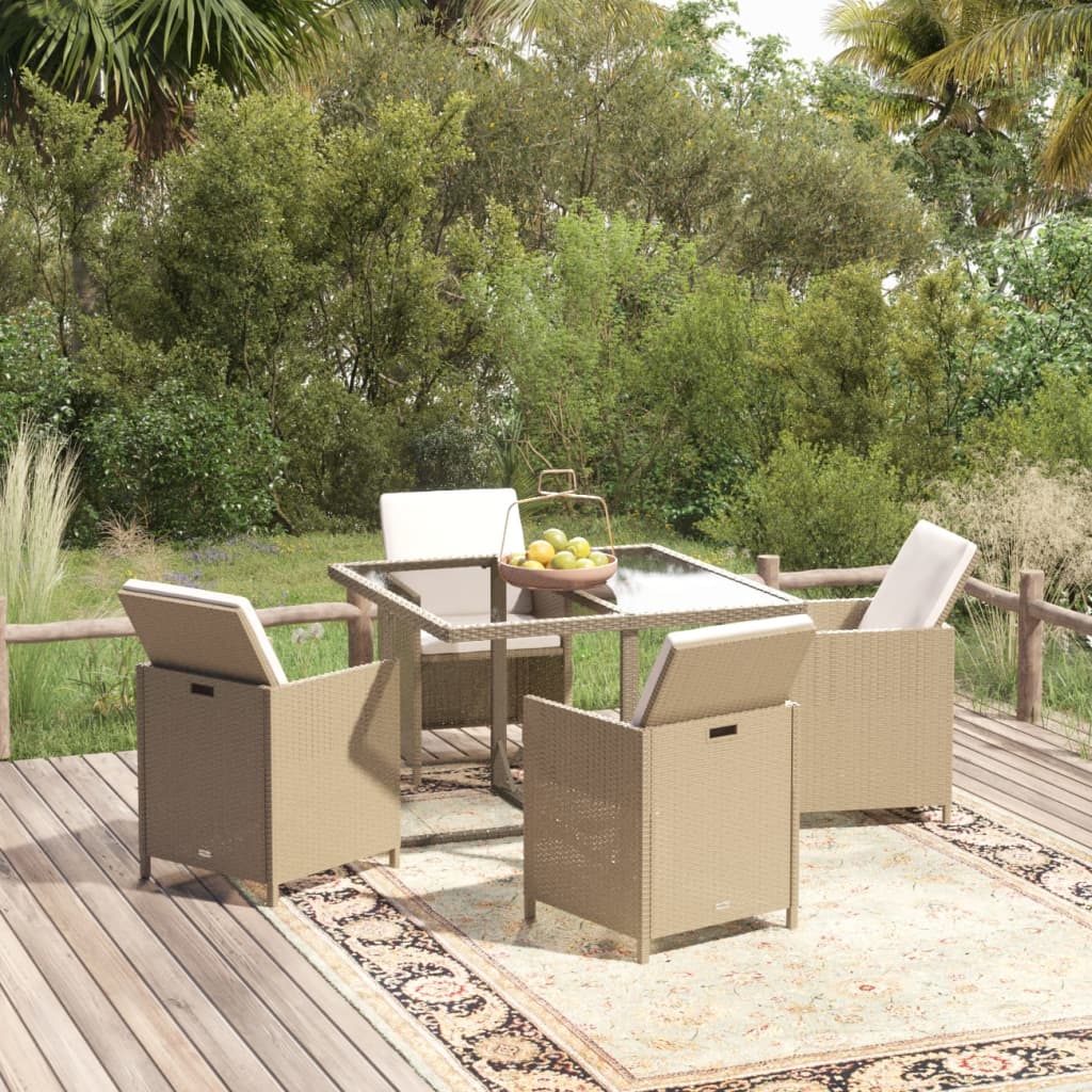 5-delige Tuinset met kussens poly rattan beige is nu te koop bij PeponiXL, paradijselijk wonen!
