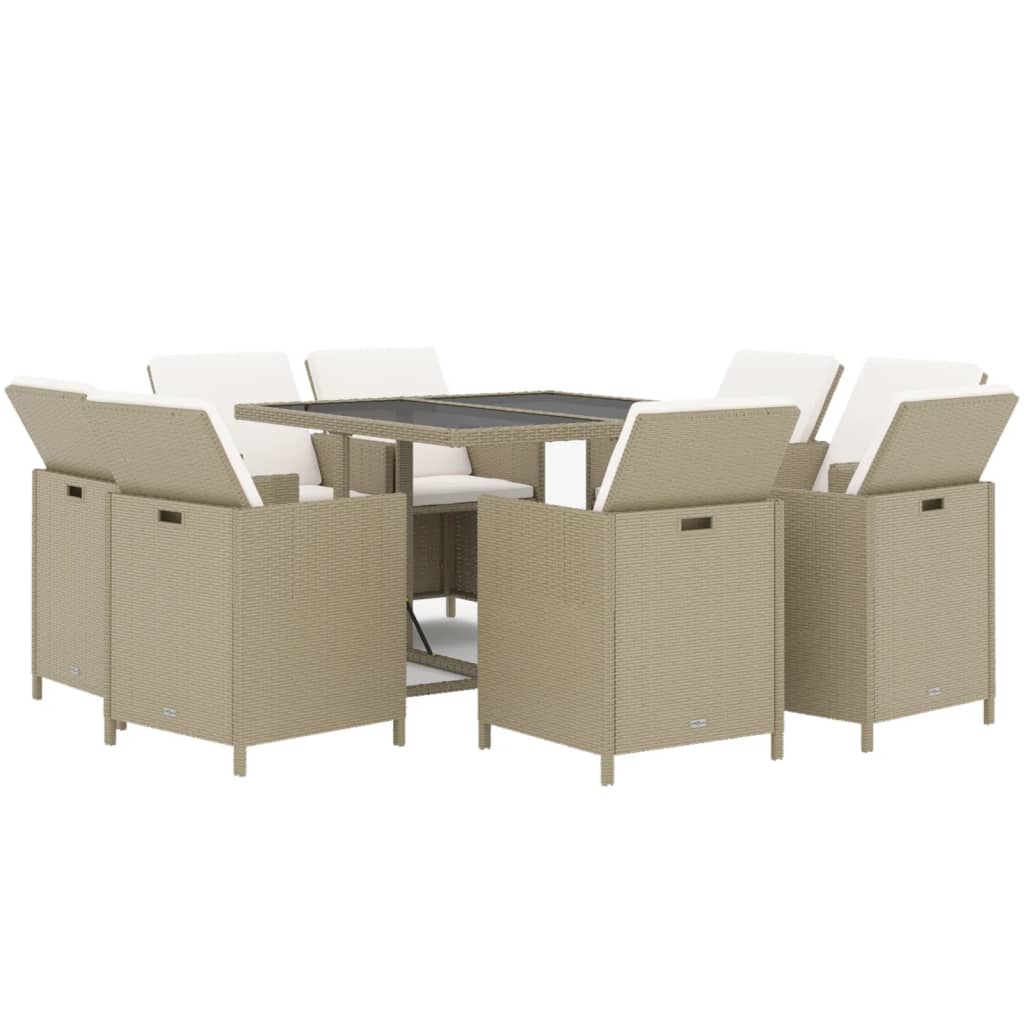 9-delige Tuinset met kussens poly rattan beige is nu te koop bij PeponiXL, paradijselijk wonen!
