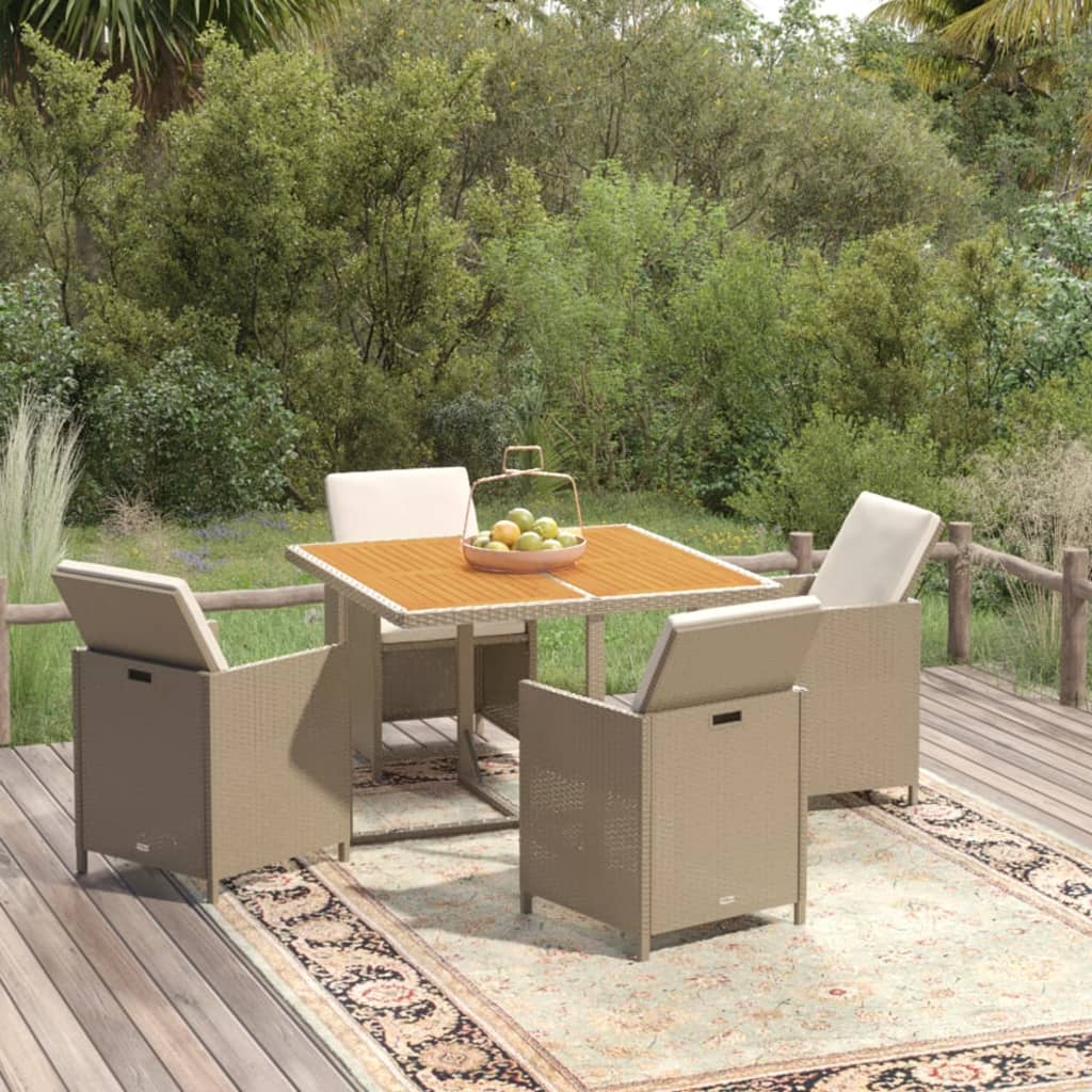 5-delige Tuinset met kussens poly rattan beige is nu te koop bij PeponiXL, paradijselijk wonen!