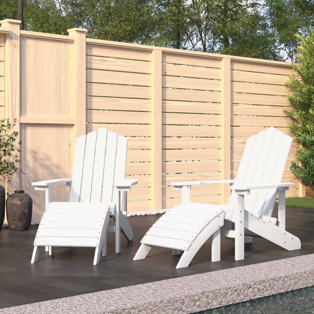 Tuinstoelen 2 st Adirondack met voetensteunen HDPE wit is nu te koop bij PeponiXL, paradijselijk wonen!