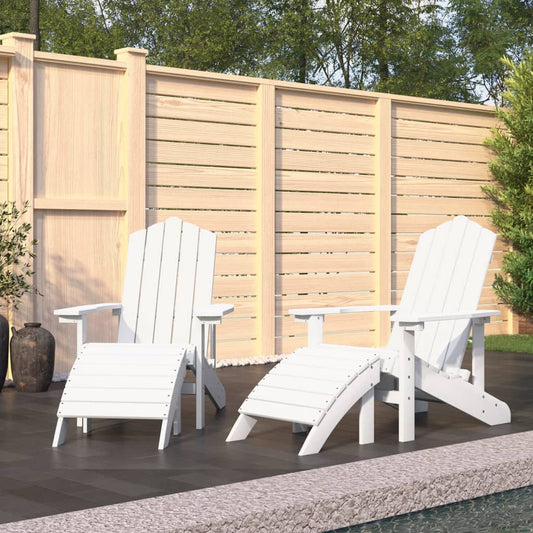 Tuinstoelen 2 st Adirondack met voetensteunen HDPE wit is nu te koop bij PeponiXL, paradijselijk wonen!