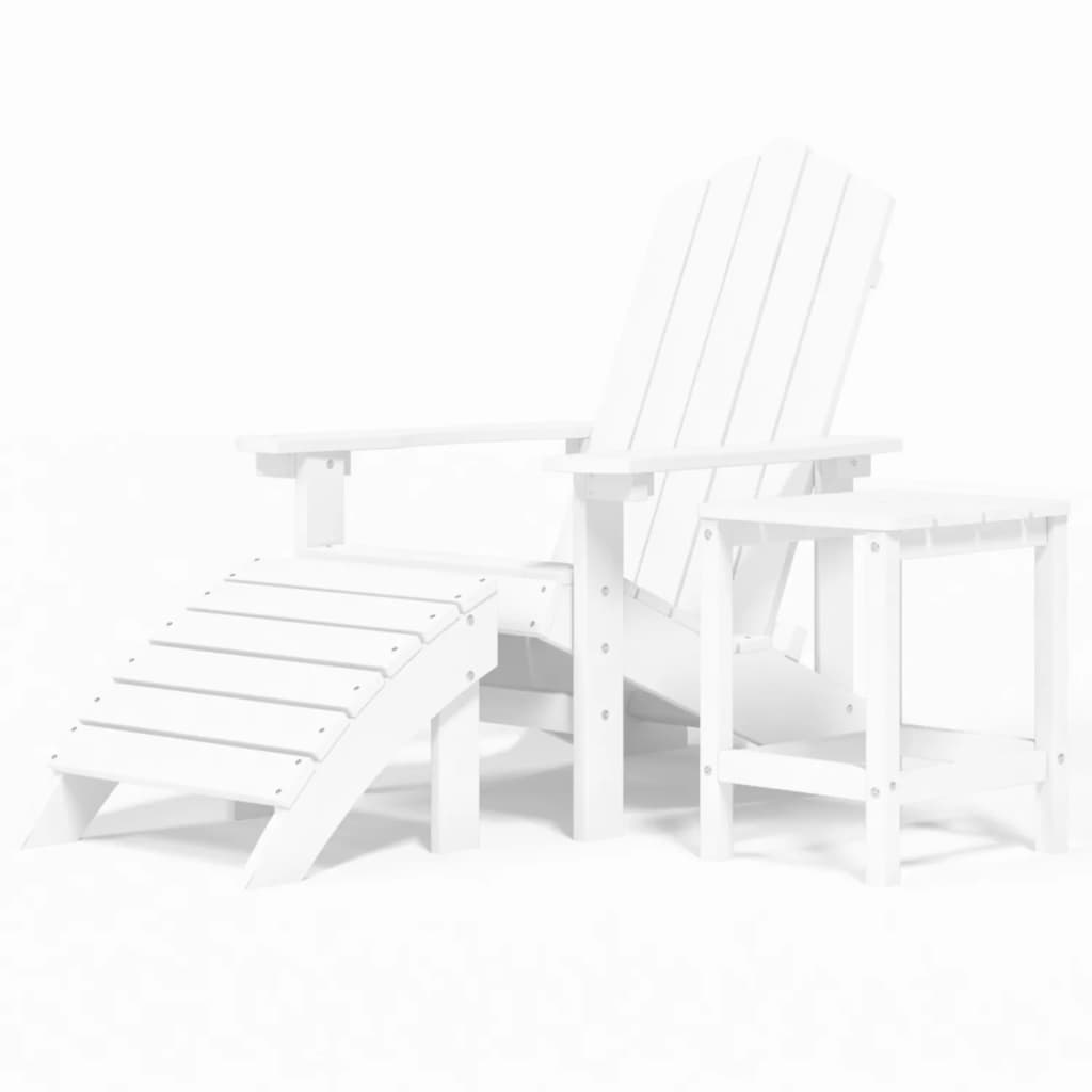 Tuinstoel Adirondack met voetenbank en tafel HDPE wit is nu te koop bij PeponiXL, paradijselijk wonen!