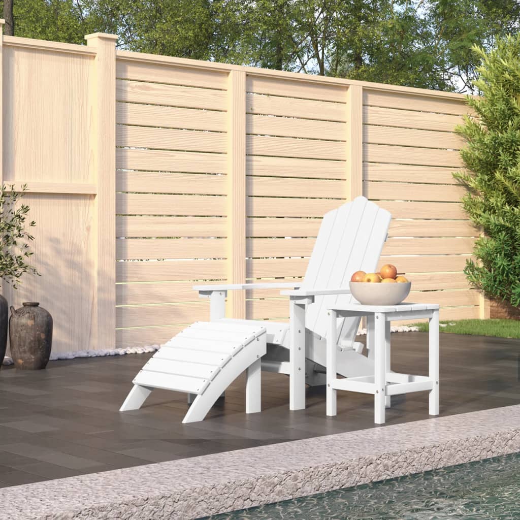 Tuinstoel Adirondack met voetenbank en tafel HDPE wit is nu te koop bij PeponiXL, paradijselijk wonen!