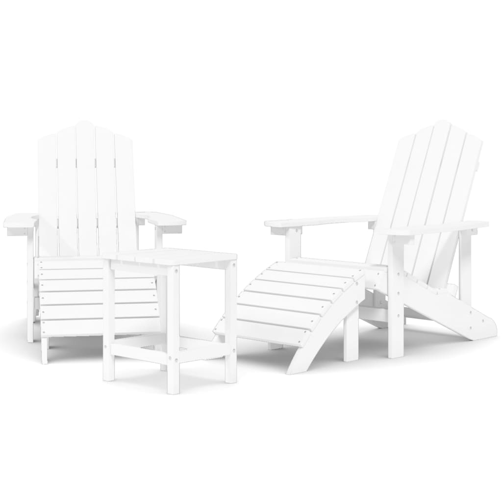 Tuinstoelen Adirondack met voetenbank en tafel HDPE wit is nu te koop bij PeponiXL, paradijselijk wonen!
