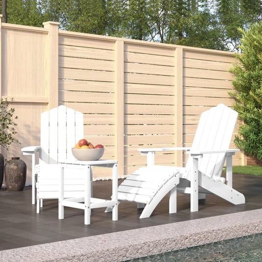 Tuinstoelen Adirondack met voetenbank en tafel HDPE wit is nu te koop bij PeponiXL, paradijselijk wonen!