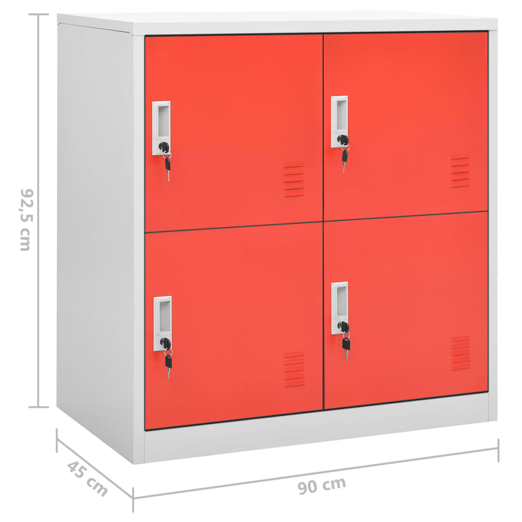 Lockerkasten 2 st 90x45x92,5 cm staal lichtgrijs en rood is nu te koop bij PeponiXL, paradijselijk wonen!