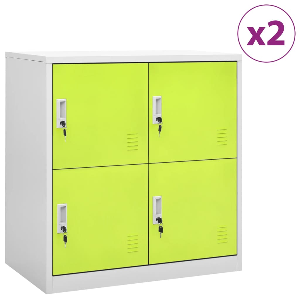 Lockerkasten 2 st 90x45x92,5 cm staal lichtgrijs en groen is nu te koop bij PeponiXL, paradijselijk wonen!