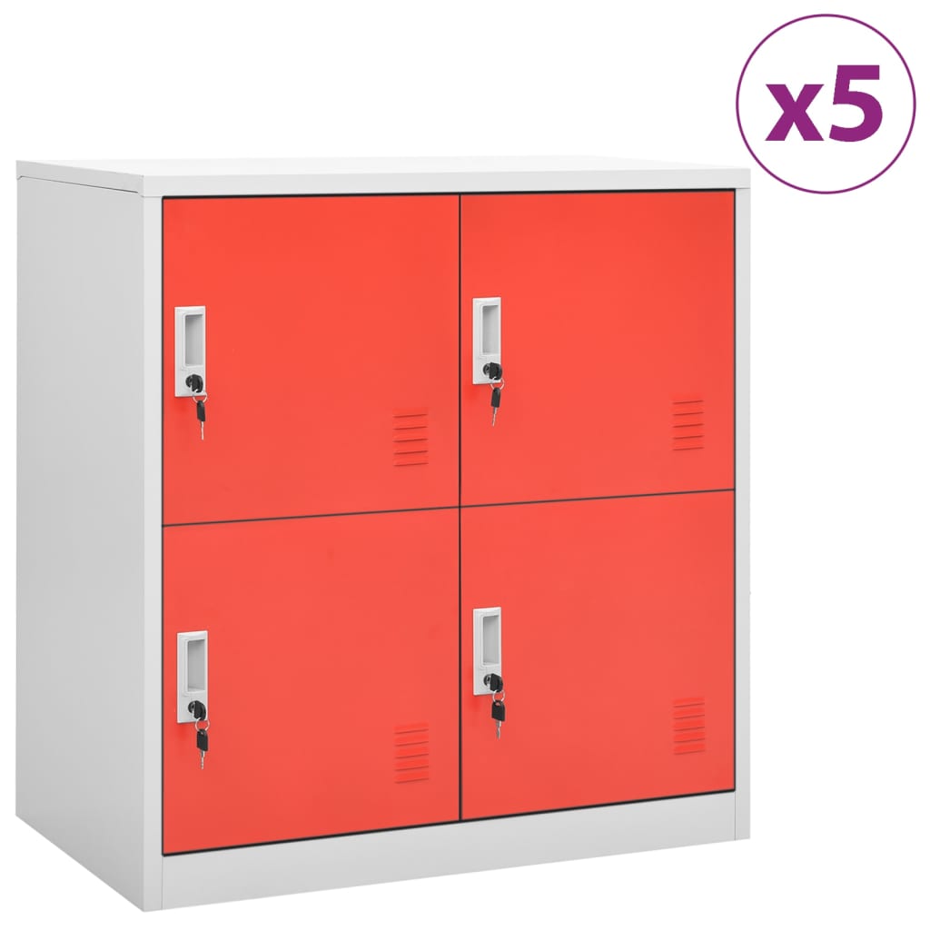 Lockerkasten 5 st 90x45x92,5 cm staal lichtgrijs en rood is nu te koop bij PeponiXL, paradijselijk wonen!
