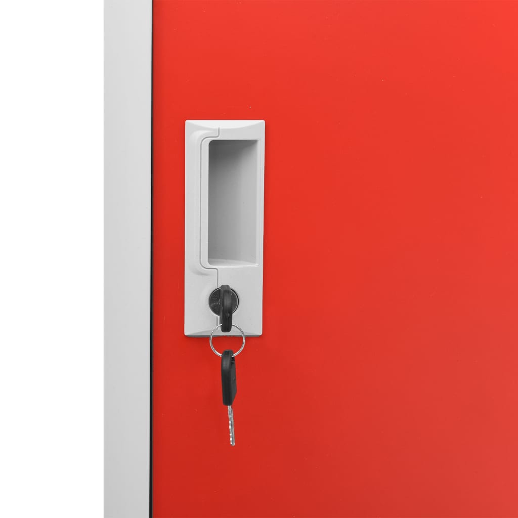 Lockerkasten 5 st 90x45x92,5 cm staal lichtgrijs en rood is nu te koop bij PeponiXL, paradijselijk wonen!