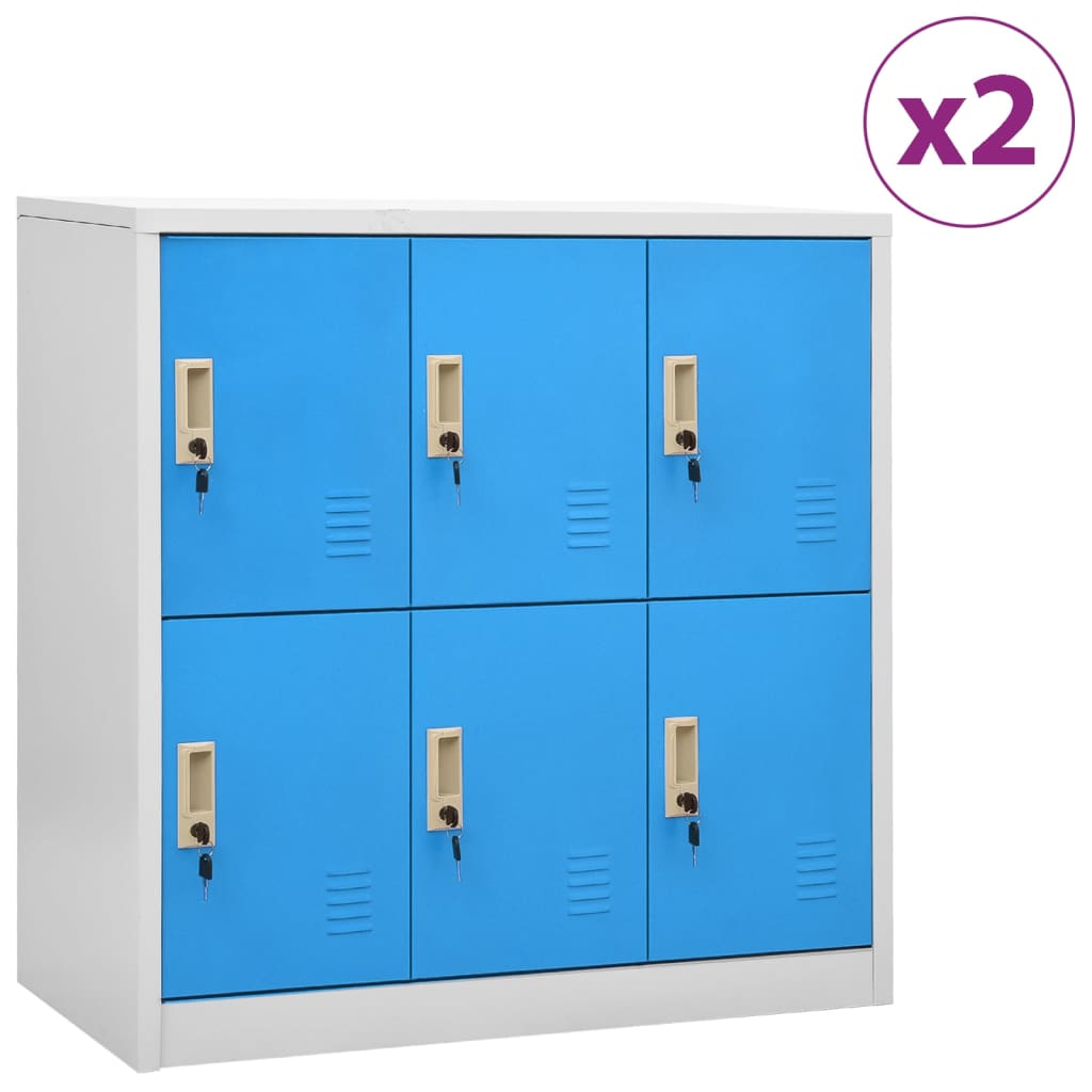 Lockerkasten 2 st 90x45x92,5 cm staal lichtgrijs en blauw is nu te koop bij PeponiXL, paradijselijk wonen!