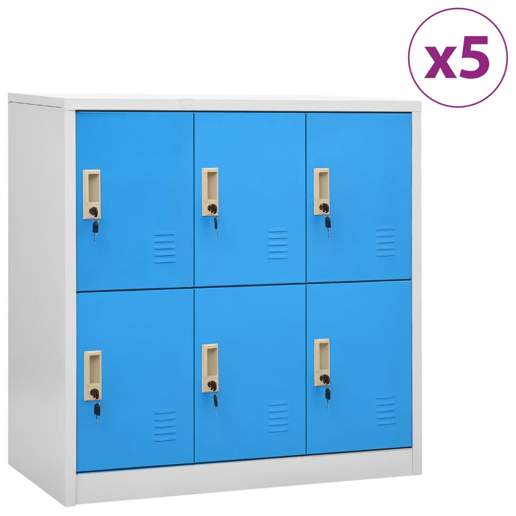 Lockerkasten 5 st 90x45x92,5 cm staal lichtgrijs en blauw is nu te koop bij PeponiXL, paradijselijk wonen!