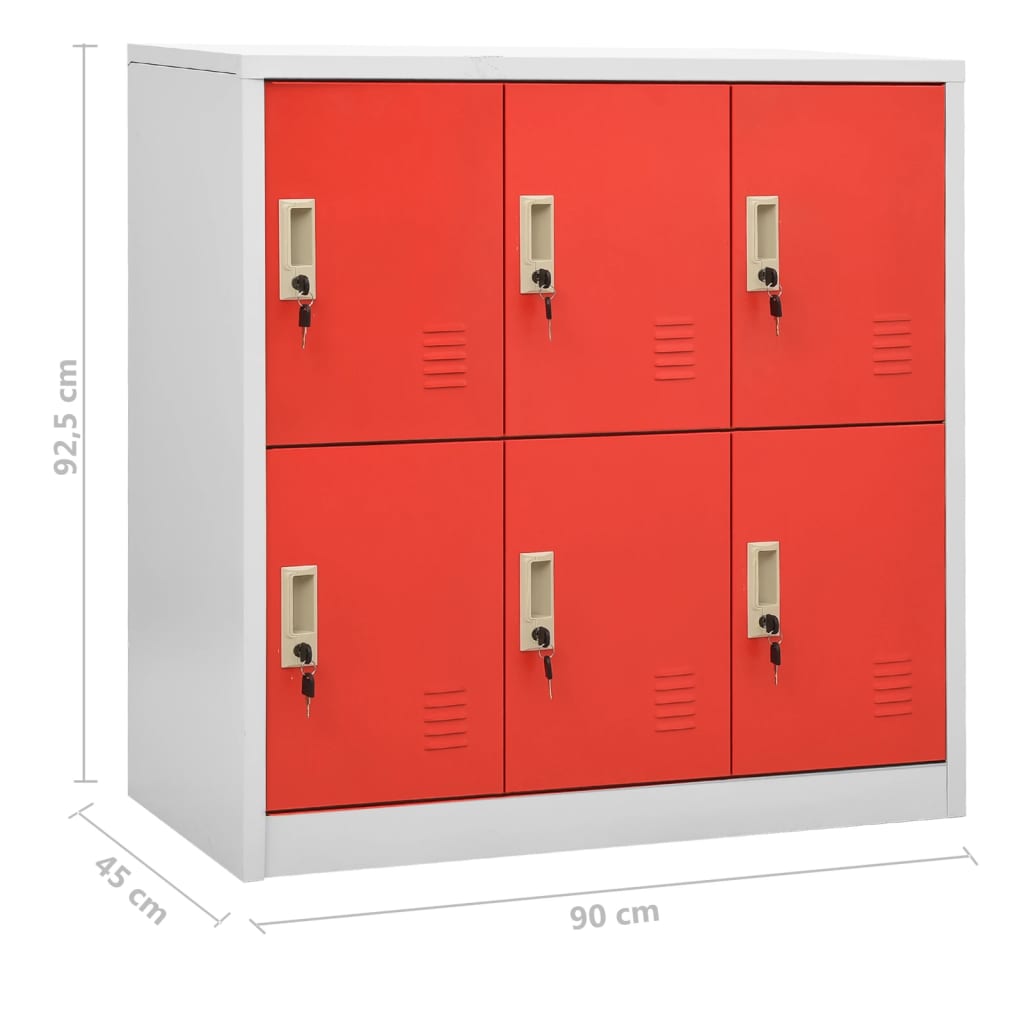 Lockerkasten 5 st 90x45x92,5 cm staal lichtgrijs en rood is nu te koop bij PeponiXL, paradijselijk wonen!