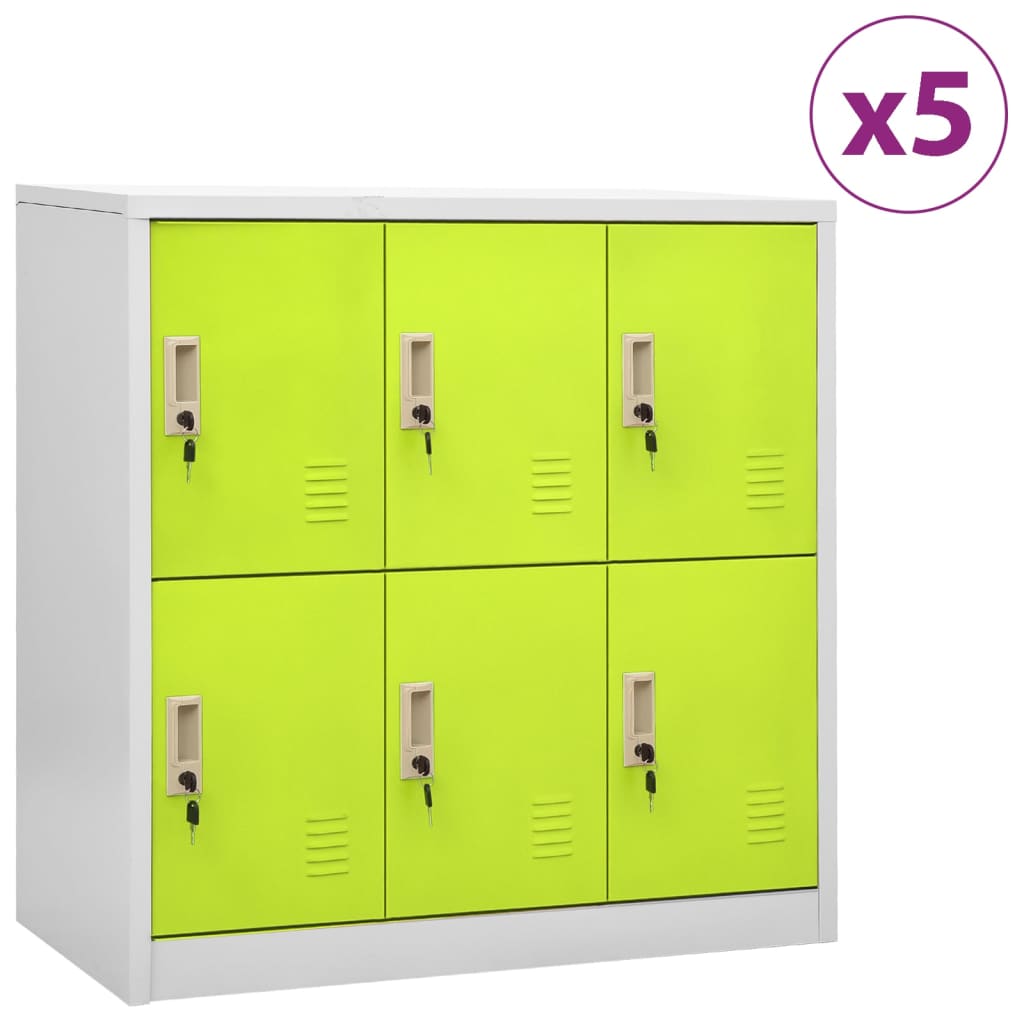 Lockerkasten 5 st 90x45x92,5 cm staal lichtgrijs en groen is nu te koop bij PeponiXL, paradijselijk wonen!