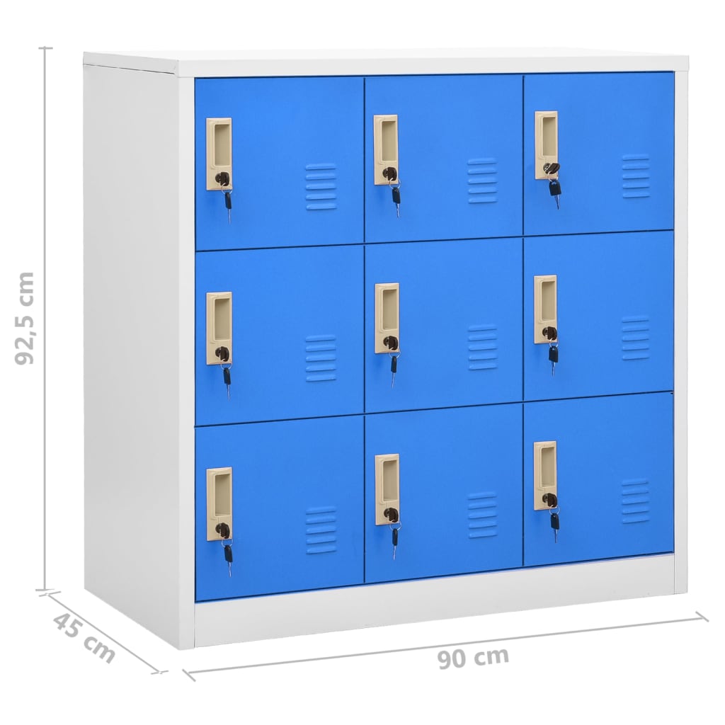 Lockerkasten 2 st 90x45x92,5 cm staal lichtgrijs en blauw is nu te koop bij PeponiXL, paradijselijk wonen!