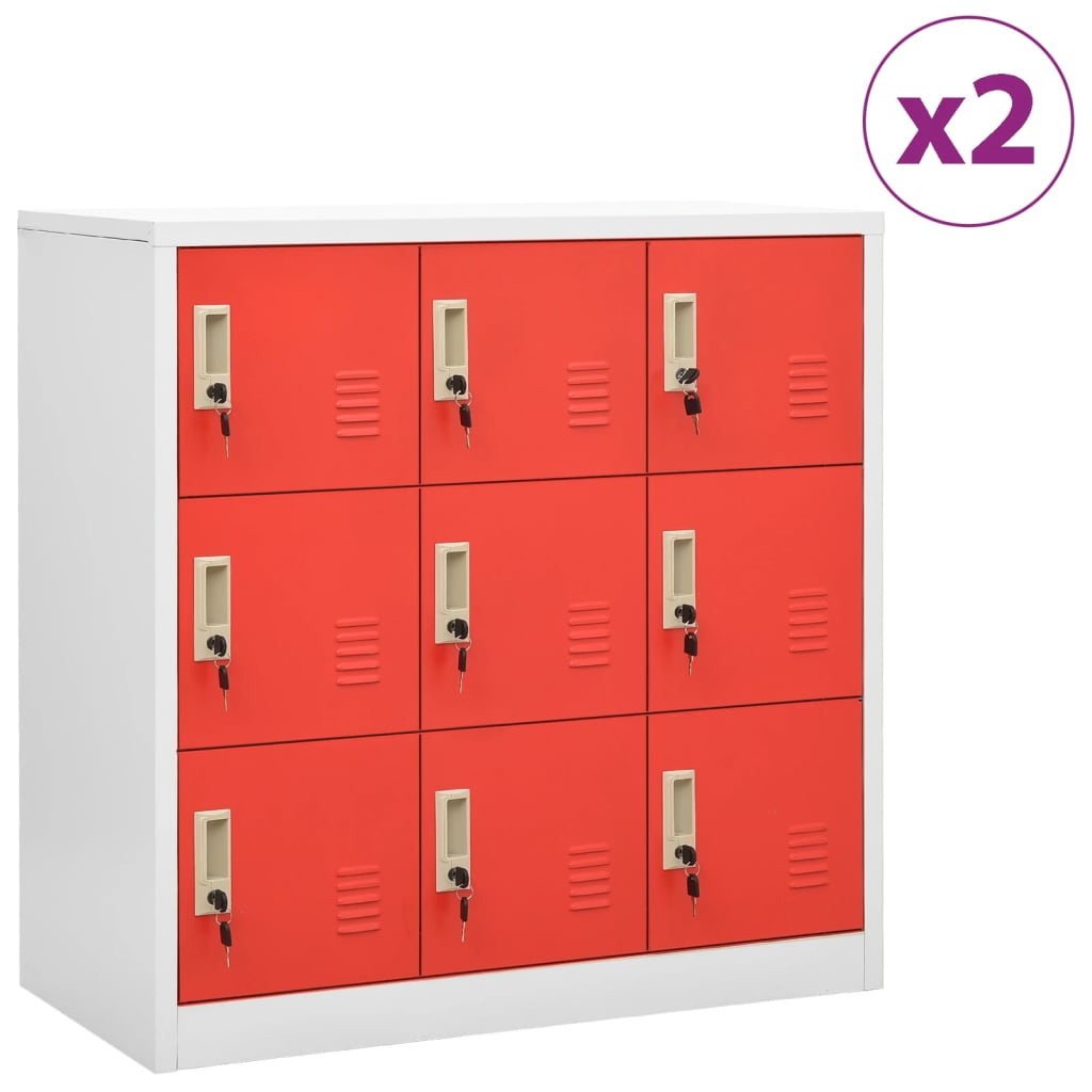 Lockerkasten 2 st 90x45x92,5 cm staal lichtgrijs en rood is nu te koop bij PeponiXL, paradijselijk wonen!
