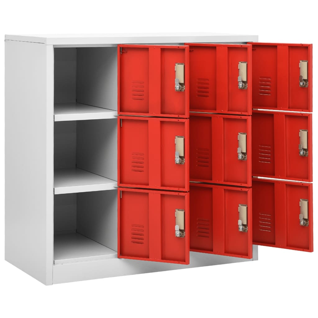 Lockerkasten 2 st 90x45x92,5 cm staal lichtgrijs en rood is nu te koop bij PeponiXL, paradijselijk wonen!