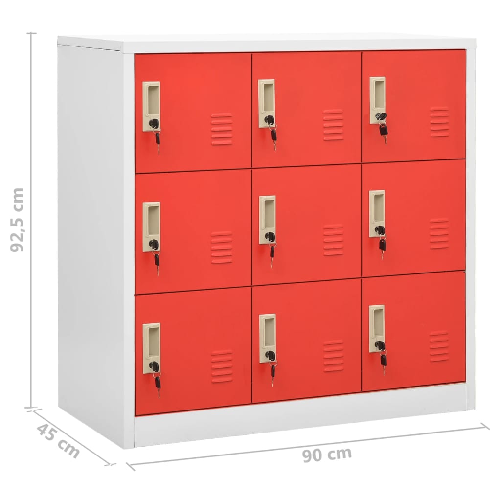 Lockerkasten 2 st 90x45x92,5 cm staal lichtgrijs en rood is nu te koop bij PeponiXL, paradijselijk wonen!
