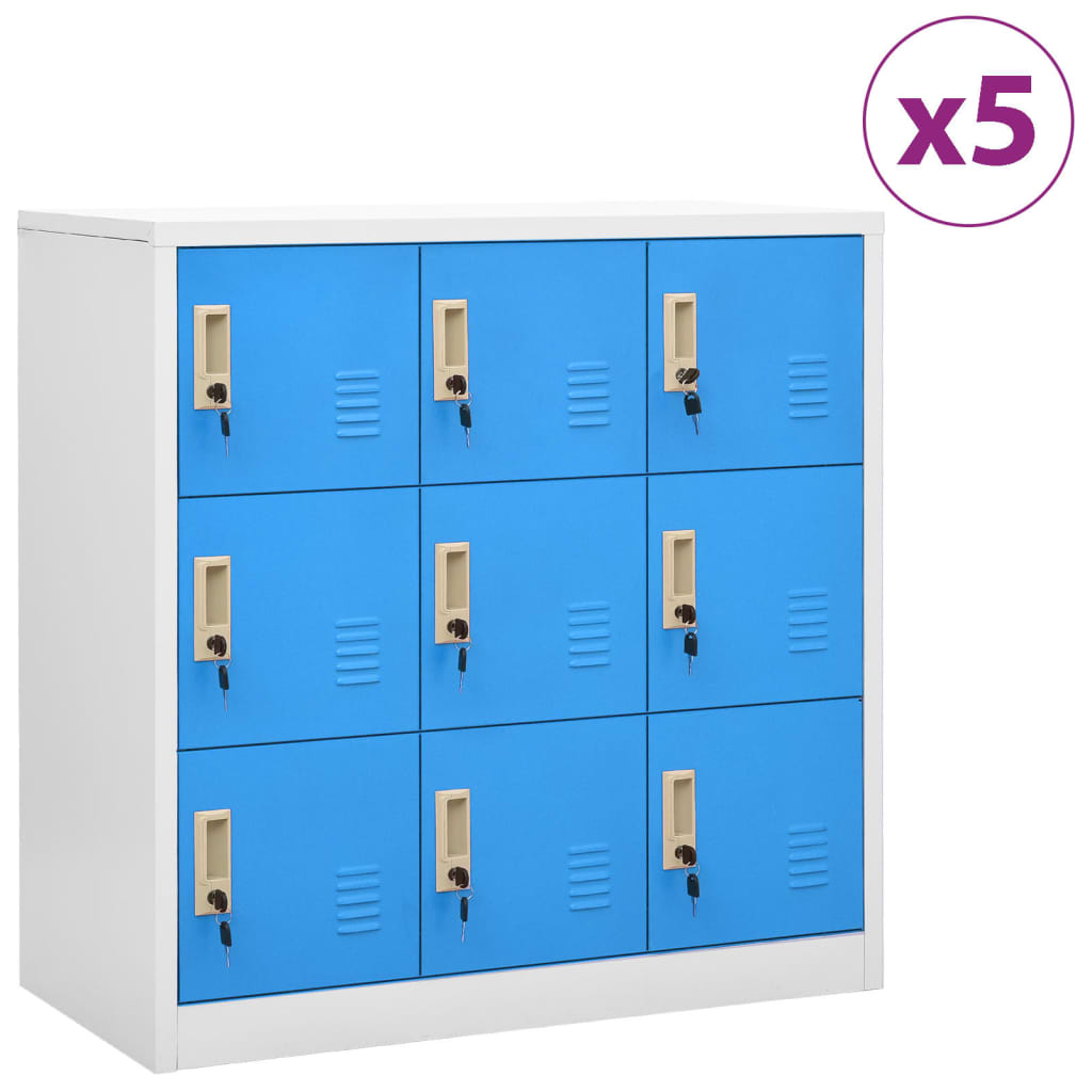 Lockerkasten 5 st 90x45x92,5 cm staal lichtgrijs en blauw is nu te koop bij PeponiXL, paradijselijk wonen!