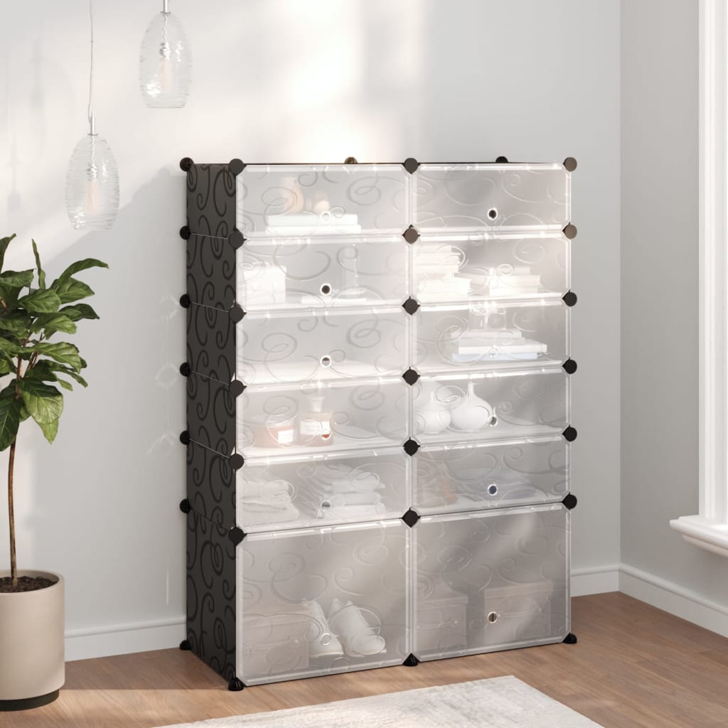Schoenenrek 94x37x125 cm polypropeen zwart is nu te koop bij PeponiXL, paradijselijk wonen!