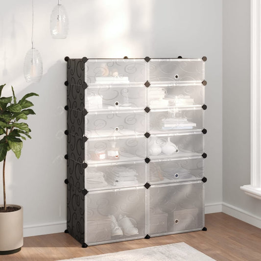 Schoenenrek 94x37x125 cm polypropeen zwart is nu te koop bij PeponiXL, paradijselijk wonen!